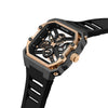 Police Gun Transparent Skeleton Dial Men's Watch with Rose Gold Bezel and Black Rubber Strap PEWGM0072002 - Cassim & Co South Africa