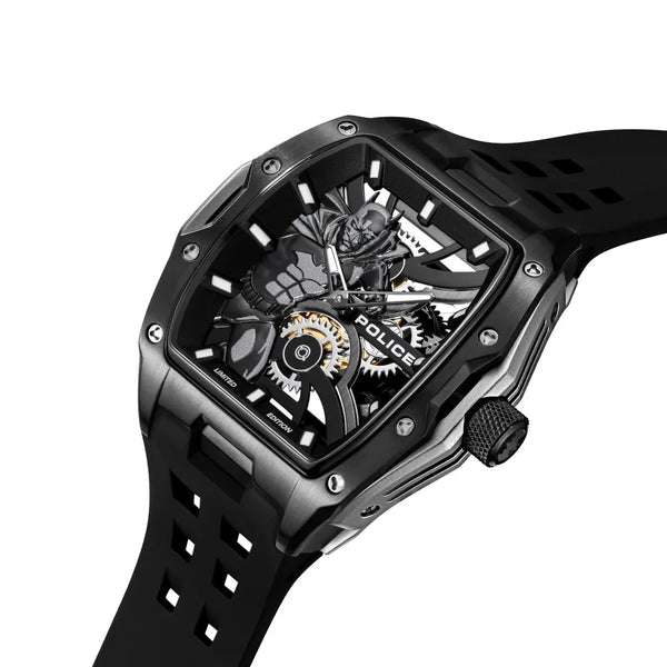 Police Batman Gotham Automatic Skeleton Black IP Tonneau Watch Limited Edition (PEWGM0075301)