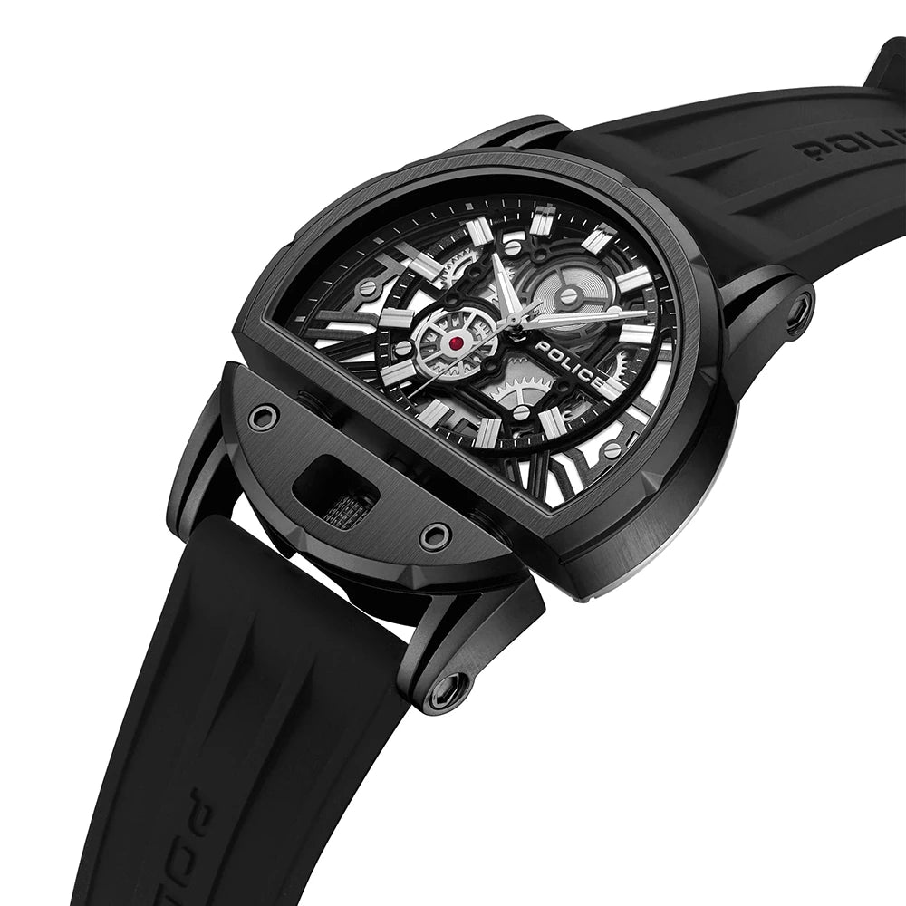Police Daintree 2.0 Skeleton Quartz Black Dial Silicone Strap Watch (PEWGM0081507) - Cassim & Co South Africa