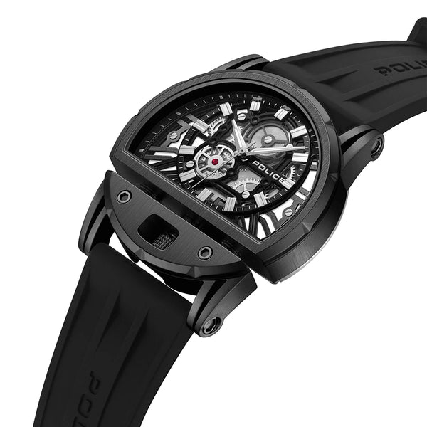 Police Daintree 2.0 Skeleton Quartz Black Dial Silicone Strap Watch (PEWGM0081507) - Cassim & Co South Africa
