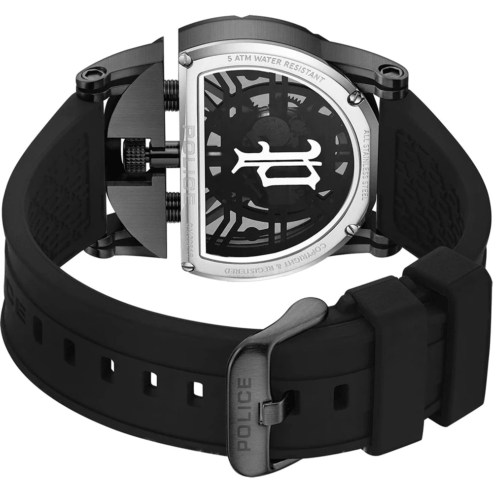 Police Daintree 2.0 Skeleton Quartz Black Dial Silicone Strap Watch (PEWGM0081507) - Cassim & Co South Africa