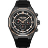 POLICE Steward Quartz Chronograph Black Dial Rose Gold Accent Silicone Strap Watch (PEWGO0093701)