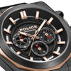 POLICE Steward Quartz Chronograph Black Dial Rose Gold Accent Silicone Strap Watch (PEWGO0093701)