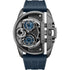 Police Daintree PEWGQ2203604 gunmetal quartz chronograph watch with grey dial blue accents and blue silicone strap