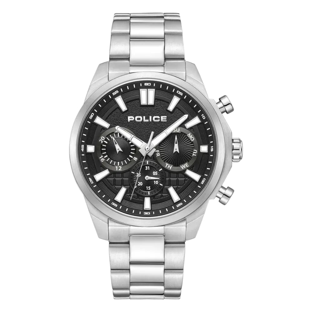 Police Rangy Multifunction Chronograph Black Dial Stainless Steel Watch (PEWJK0021001)