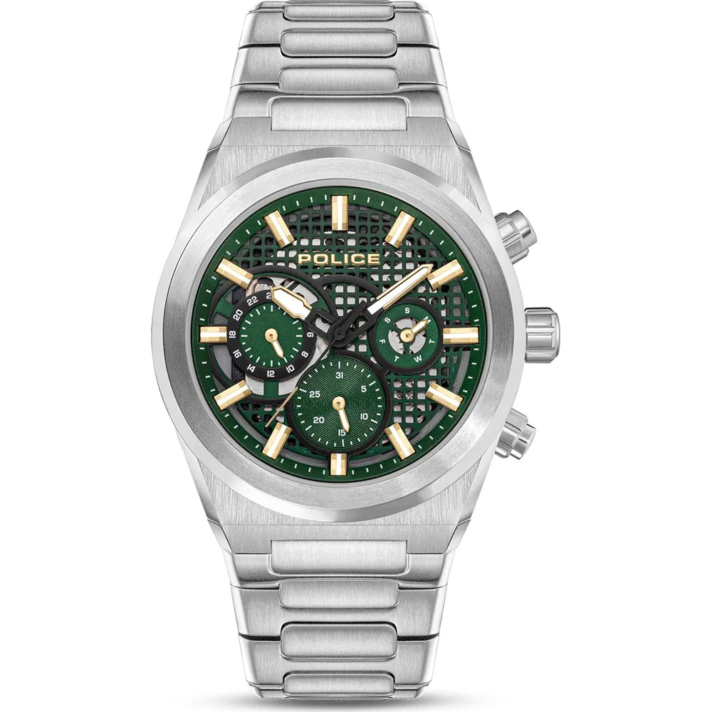 Police Eclipse Quartz Chronograph Green Dial Stainless Steel Watch (PEWJK2226708)
