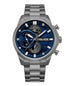Police Reactor chronograph with blue multi-layered dial on gunmetal steel bracelet