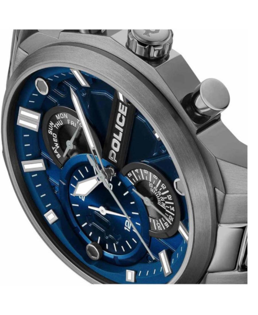 Police Reactor Quartz Chronograph Blue Dial Gunmetal Stainless Steel Watch (PEWGK0039205)