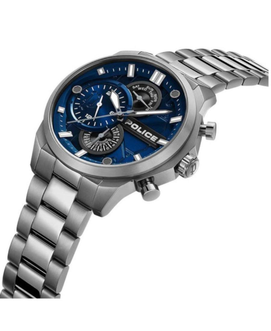 Police Reactor Quartz Chronograph Blue Dial Gunmetal Stainless Steel Watch (PEWGK0039205)