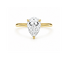 9ct yellow gold engagement ring with 1.00 carat pear-cut lab grown diamond in three-prong solitaire setting