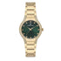Daniel Klein DK113826-3 ladies watch featuring green sunburst dial with crystal markers, rose gold stainless steel case with crystal-set bezel, and integrated rose gold bracelet