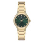 Daniel Klein DK113826-3 ladies watch featuring green sunburst dial with crystal markers, rose gold stainless steel case with crystal-set bezel, and integrated rose gold bracelet