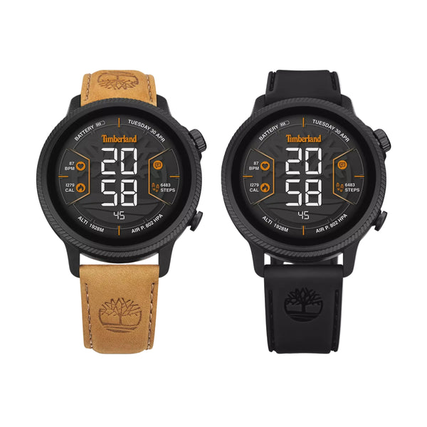 Timberland Black and Tan Leather Smart Watch Set TDIGB0064503-SET