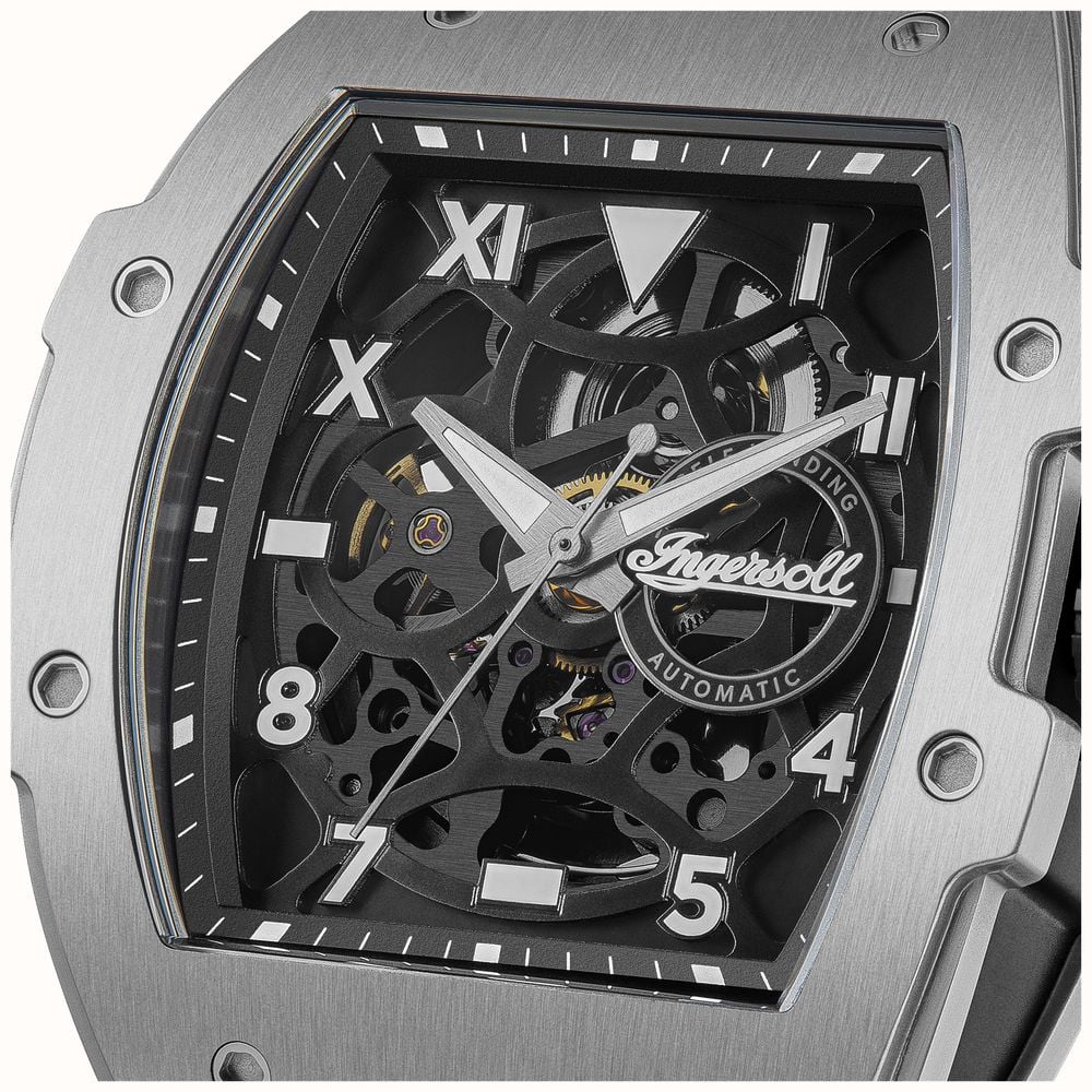 Ingersoll The Play Automatic Skeleton Dial Stainless Steel Watch on Rubber Strap (I15301)