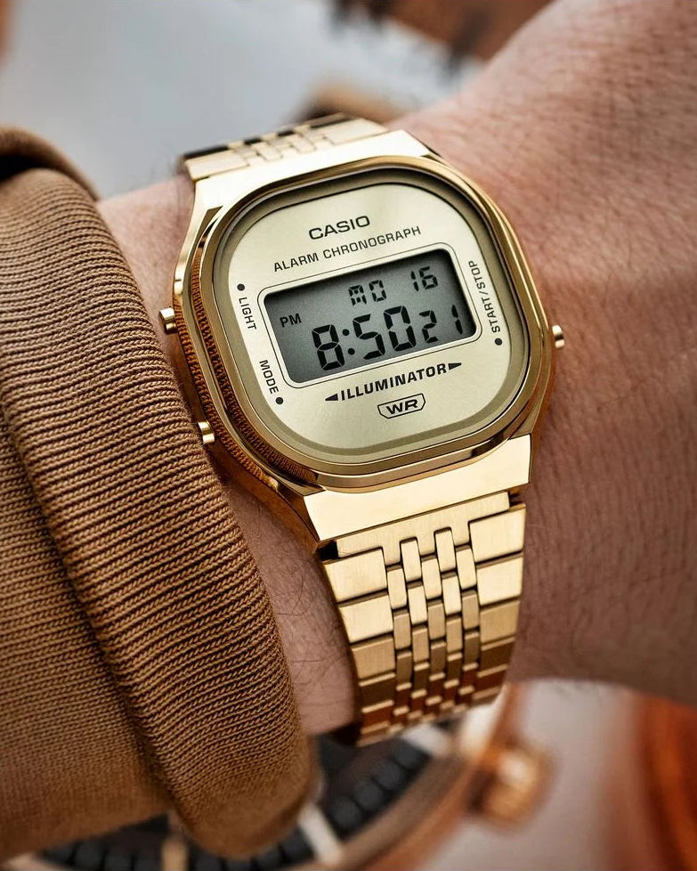Casio A140WEG-9ADF Vintage Digital Alarm Chronograph Gold Tone Stainless Steel Watch (A140WEG-9A)