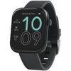 Reflex Active Series 40 AMOLED RA40-2221 smartwatch with black rectangular case, 1.85-inch AMOLED display showing digital time and fitness metrics, black silicone strap