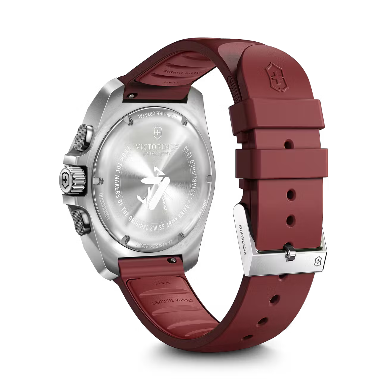 Victorinox I.N.O.X. Chrono 43mm Red Dial Rubber Strap Watch VIC241986 - Cassim & Co South Africa