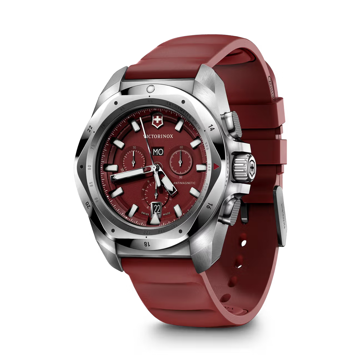 Victorinox I.N.O.X. Chrono 43mm Red Dial Rubber Strap Watch VIC241986 - Cassim & Co South Africa