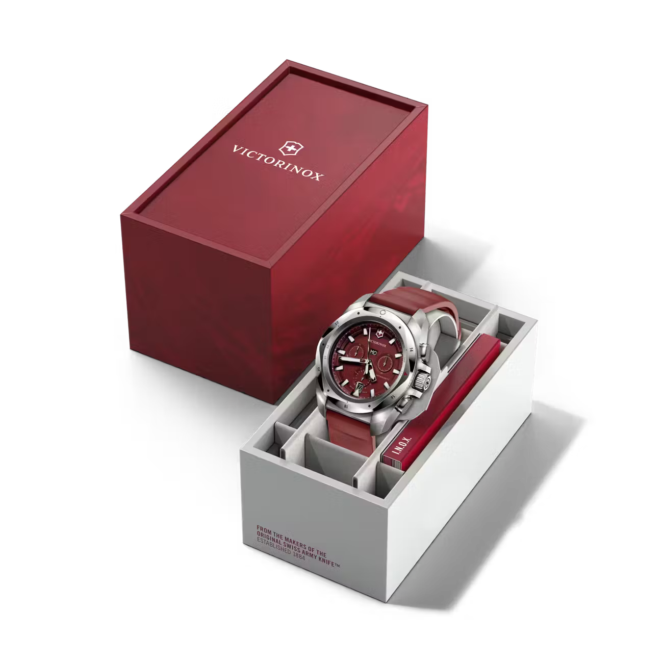 Victorinox I.N.O.X. Chrono 43mm Red Dial Rubber Strap Watch VIC241986 - Cassim & Co South Africa