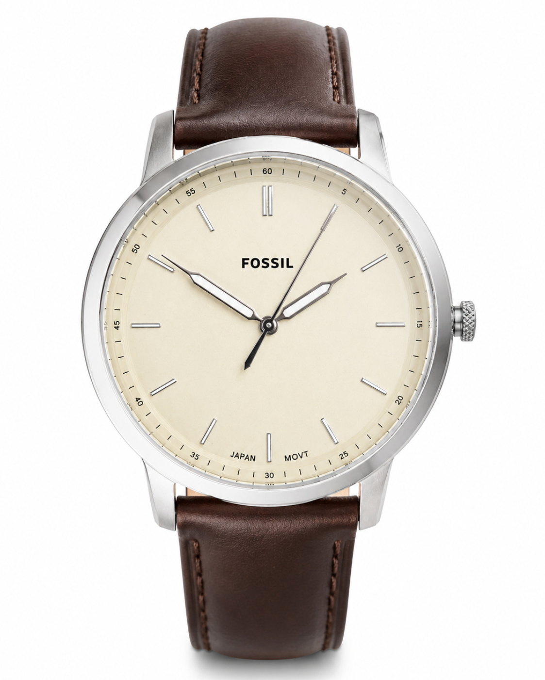 Fossil The Minimalist Quartz Cream Dial Brown Leather Watch (FS5439)