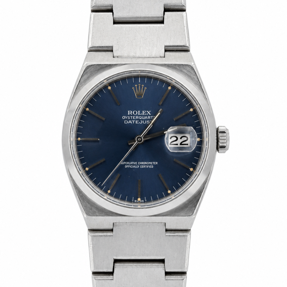 Rolex Oysterquartz Datejust 17000 with blue dial and stainless steel bracelet