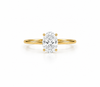 9ct yellow gold solitaire engagement ring with 1.00ct oval lab grown diamond in four-prong setting