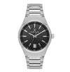 Daniel Klein DK114061-1 men's quartz watch with black dial, silver-toned indices, date display at 6 o'clock, and integrated stainless steel bracelet