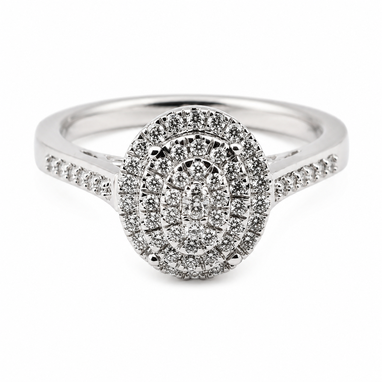 9ct White Gold Oval Halo Diamond Engagement Ring 1102012