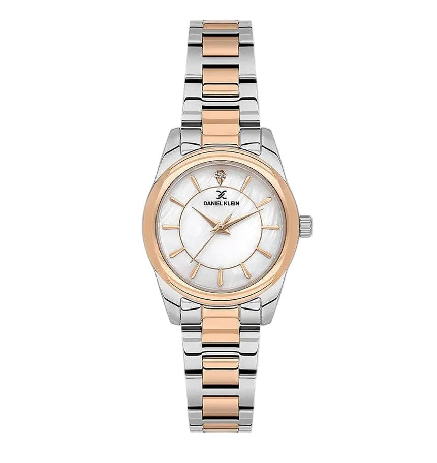 Daniel Klein DK.1.13929-6 ladies quartz watch with mother-of-pearl dial and two-tone rose gold stainless steel bracelet