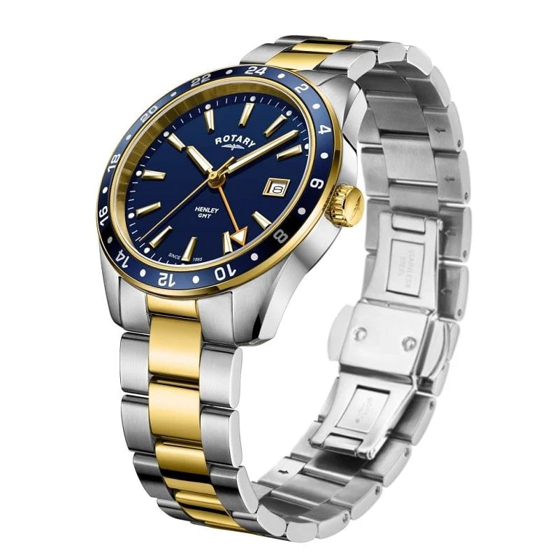 Rotary Henley Two Tone Blue Dial