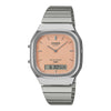 Casio Vintage AQ-240E-4ADF analogue-digital quartz watch with rose dial and stainless steel bracelet