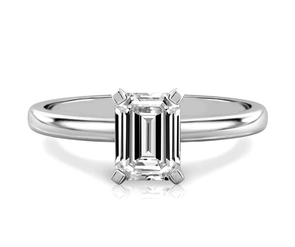 9ct White Gold 1ct Emerald Lab Grown Diamond Ring