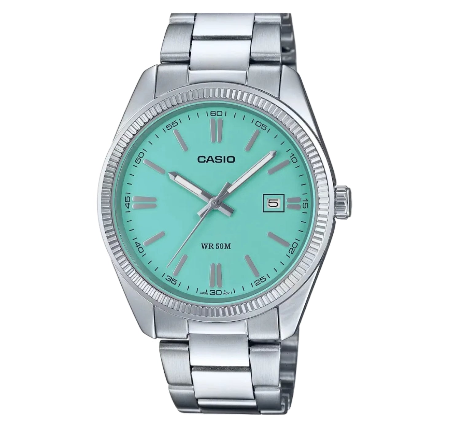 Casio MTP-1302PD Quartz Turquoise Blue Dial Stainless Steel Watch (MTP-1302PD-2A2VDF)