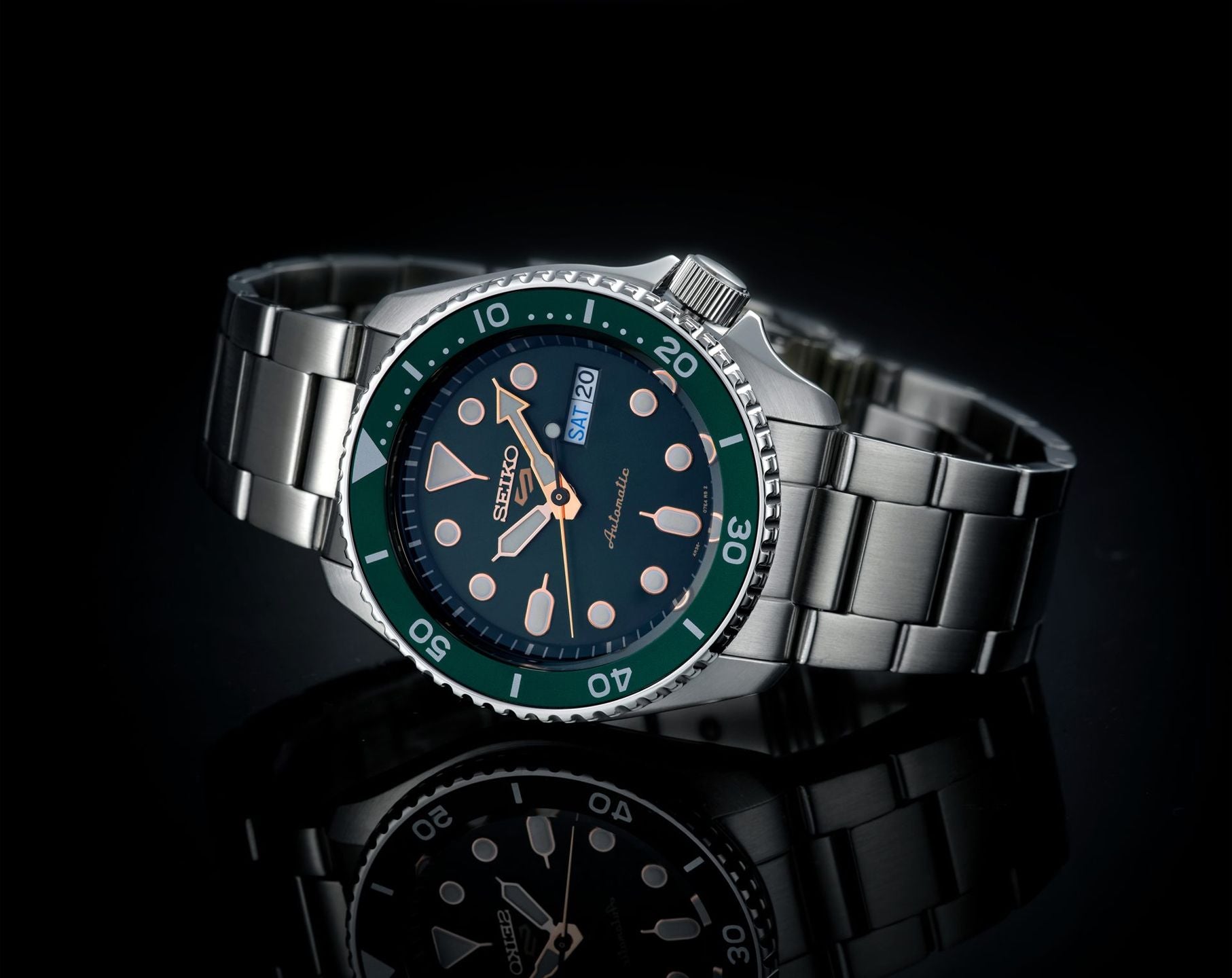 Seiko 5 Sports SRPD63K1 Automatic Green Dial Diver's Watch Stainless Steel (SRPD63K1)