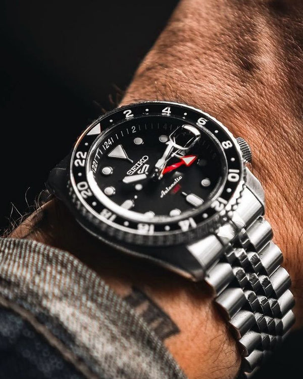 Seiko 5 Sports GMT Automatic Black Dial Stainless Steel Watch (SSK001K1)