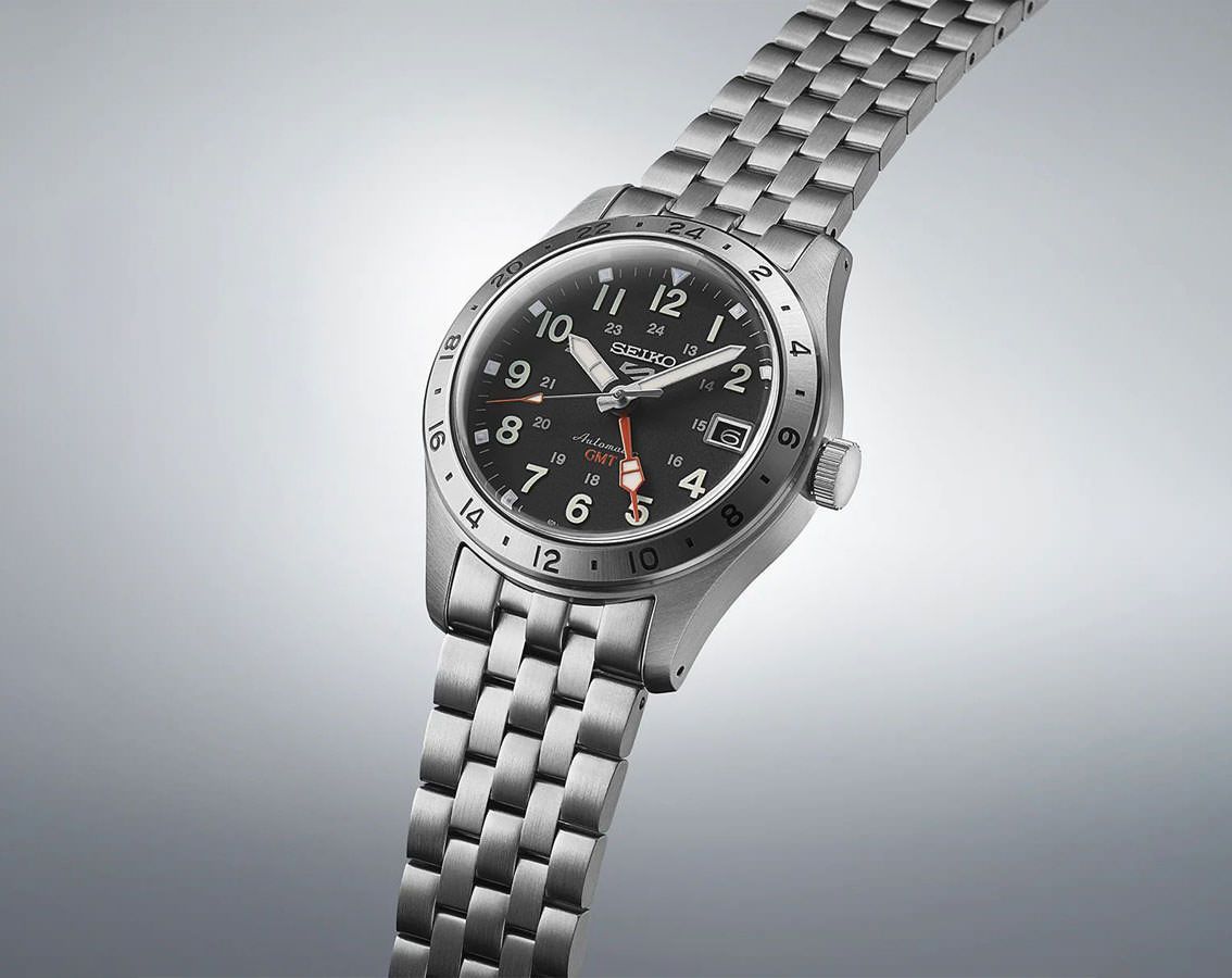 Seiko 5 Sports Field Deploy Automatic GMT Black Dial Stainless Steel Watch (SSK023K1)
