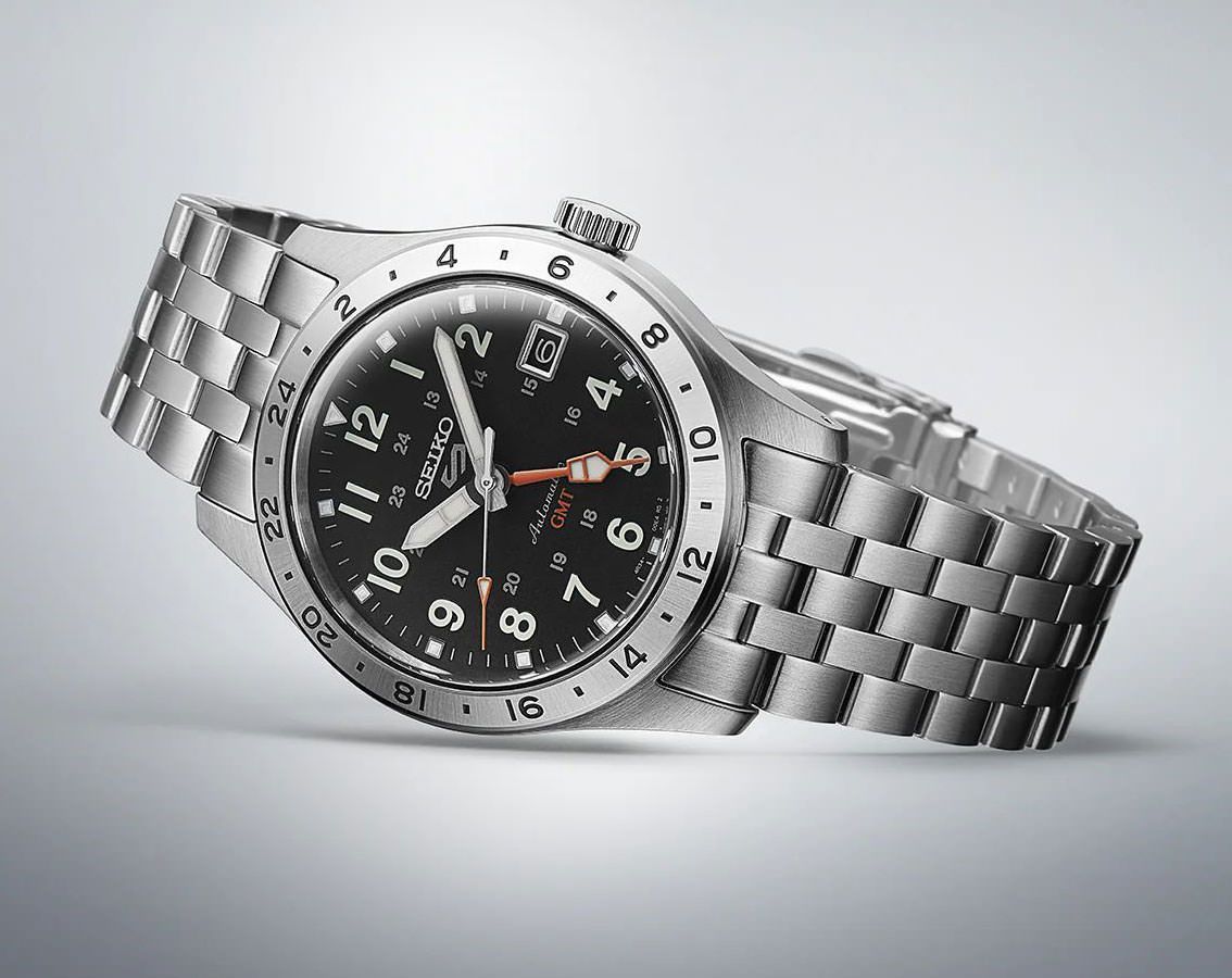 Seiko 5 Sports Field Deploy Automatic GMT Black Dial Stainless Steel Watch (SSK023K1)