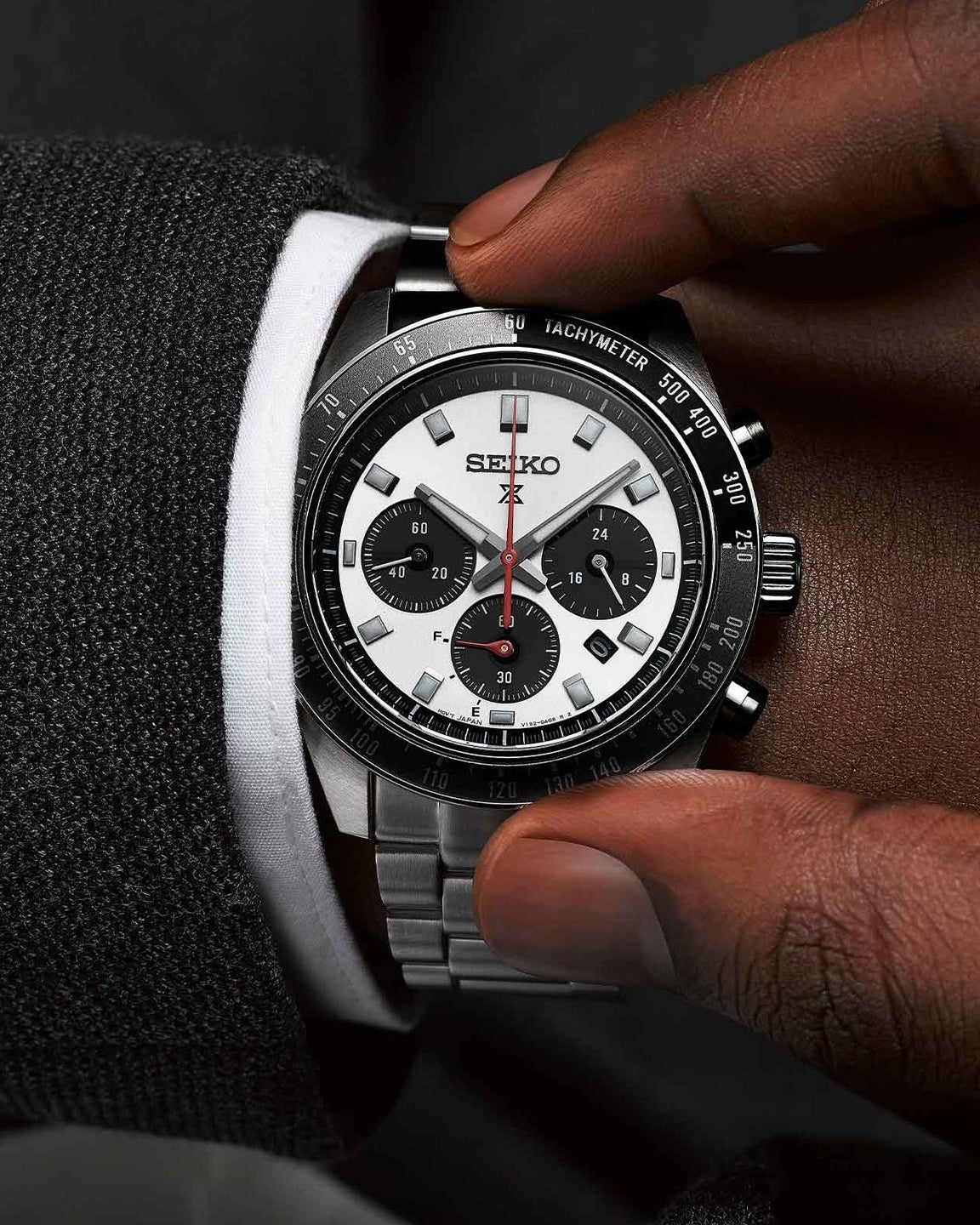 Seiko Prospex Speedtimer Solar Chronograph Panda Dial Stainless Steel Watch (SSC911P1)