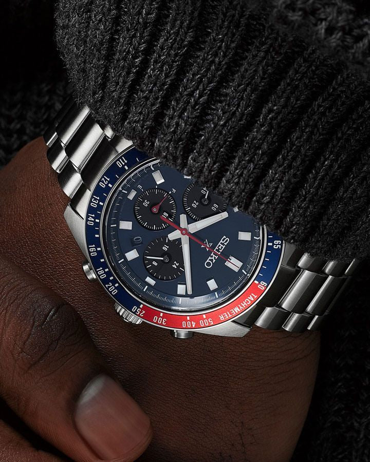 Seiko Prospex Speedtimer Solar Chronograph Blue Dial Stainless Steel Watch (SSC913P1)