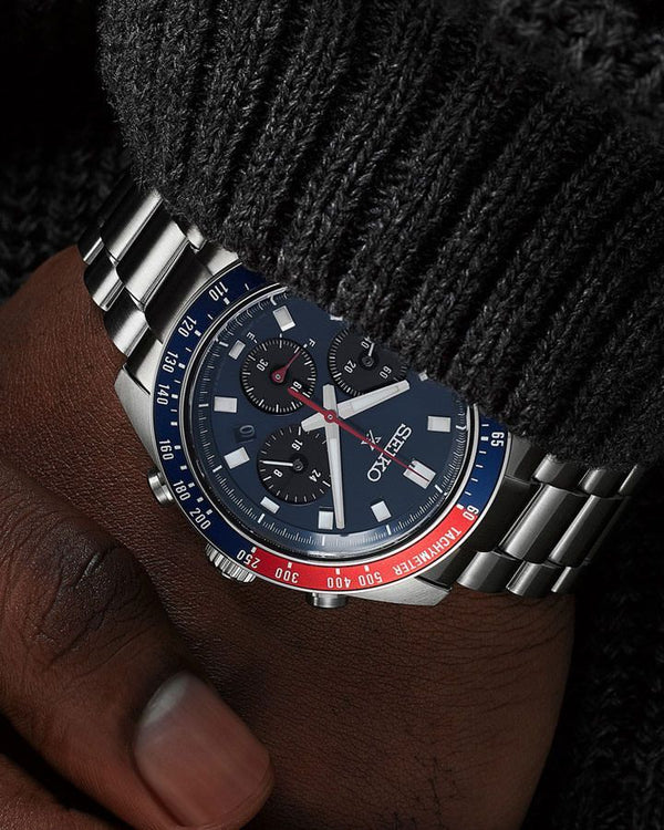 Seiko Prospex Speedtimer Solar Chronograph Blue Dial Stainless Steel Watch (SSC913P1)