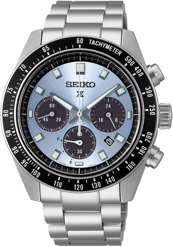 Seiko Prospex Speedtimer Solar Chronograph Ice Blue Dial Stainless Steel Watch (SSC935P1)