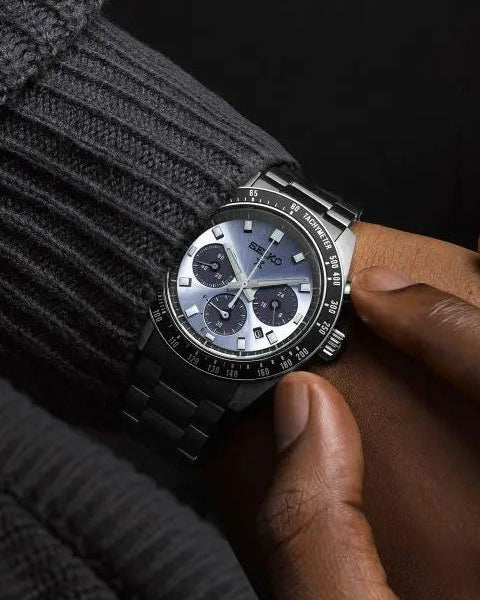 Seiko Prospex Speedtimer Solar Chronograph Ice Blue Dial Stainless Steel Watch (SSC935P1)