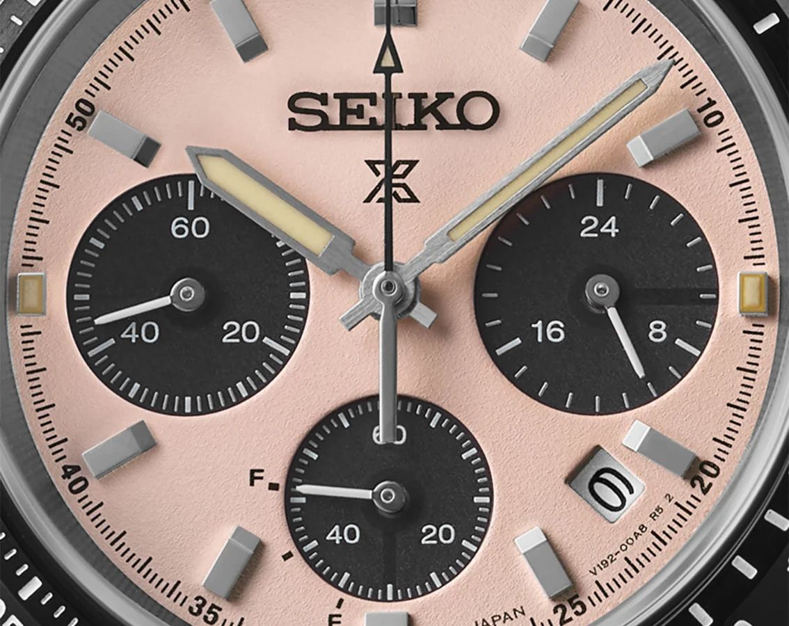 Seiko Prospex Speedtimer Solar Chronograph Pale Pink Dial Stainless Steel Watch (SSC963P1)