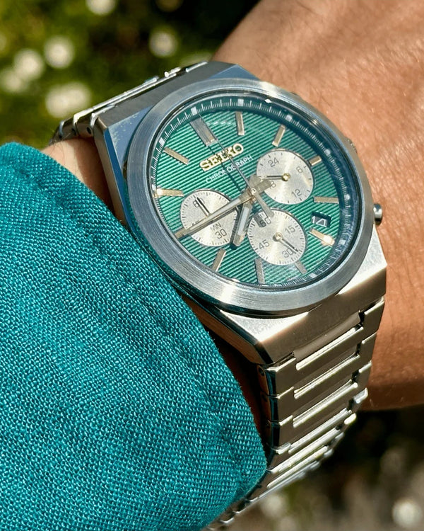 Seiko Sport Chronograph Quartz Green Dial Stainless Steel Watch (SSB461P1)
