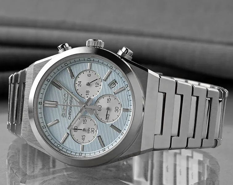 Seiko Conceptual Quartz Chronograph Light Blue Dial Stainless Steel Watch (SSB459P1)