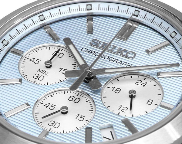 Seiko Conceptual Quartz Chronograph Light Blue Dial Stainless Steel Watch (SSB459P1)