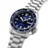 Close-up of blue unidirectional 60-minute rotating bezel