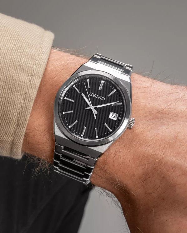 Seiko Conceptual Quartz Black Dial Stainless Steel Watch (SUR557P1)