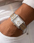 Seiko SWR093P1 two-tone stainless steel bracelet laid flat
