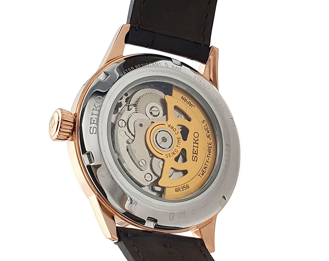 Seiko Presage Cocktail Time Manhattan Automatic Brown Sunburst Dial Rose Gold PVD Watch (SRPB46J1)